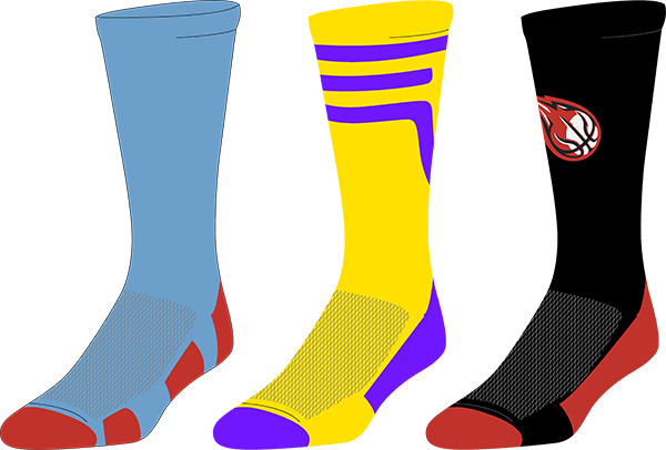 De Sokken van het douanebasketbal met het ontwerp van het merkembleem voor team